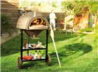 Multifunction cast iron wood-fired oven breads pizzas grilled paella on cart