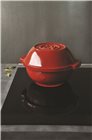 Red ceramic Emile Henry potato cooker "diable à feu"
