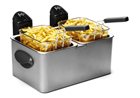 Multi-purpose deep fat fryer with double vat in stainless steel