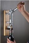Matt chrome wall corkscrew with wooden stand