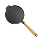 23 cm cast iron induction crepe pan with a wooden handle