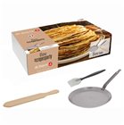 Box Crêpes Party: De Buyer steel pancake pan 26 cm silicone brush and 36 cm pancake spatula in beech