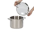 Induction stainless steel pasta pot with 3 and 6 mm glass and stainless steel filter cover