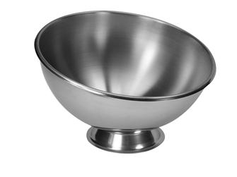 Very large round bottomed pastry bowl in stainless steel 40 cm with a stand