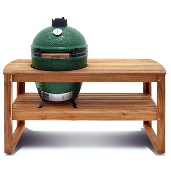 Mahogany table with holder for big Green Egg XL.