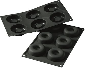 Mold 6 savarins or black silicone donuts with metal particles