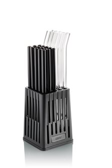 Basket for glass and plastic or stainless steel straws