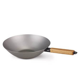 20 cm carbon steel wok pan and acacia handle