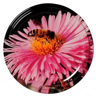 Honeycomb and flowers honey jar twist off lids - 82 mm by 11
