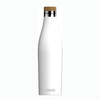 Sigg 0.5 litre stainless steel insulated water bottle with white Meridian stainless steel stopper