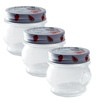 3 small glass jars Ortolano 212 ml with screw-on cover Ø 70 mm
