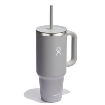 Mug géant 1,18 litre isotherme Hydro Flask gris avec capuchon anti-fuites et paille souple intégrée